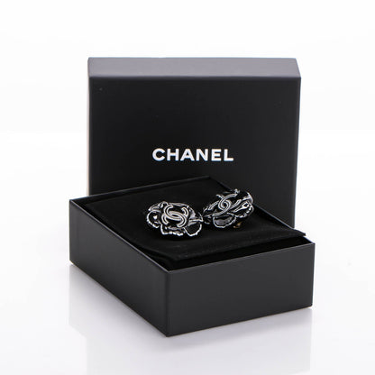 Chanel Resin Camellia CC Clip On Earrings Black 5 of 5