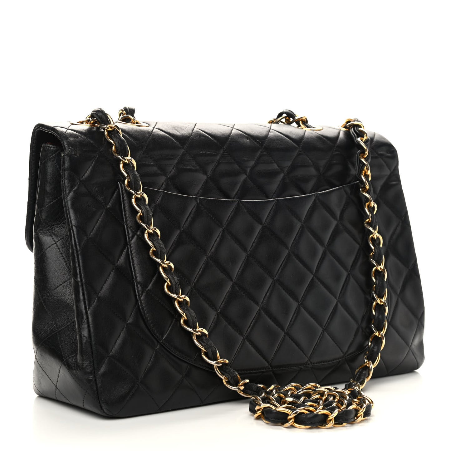 Lambskin Quilted XL Jumbo Single Flap Black