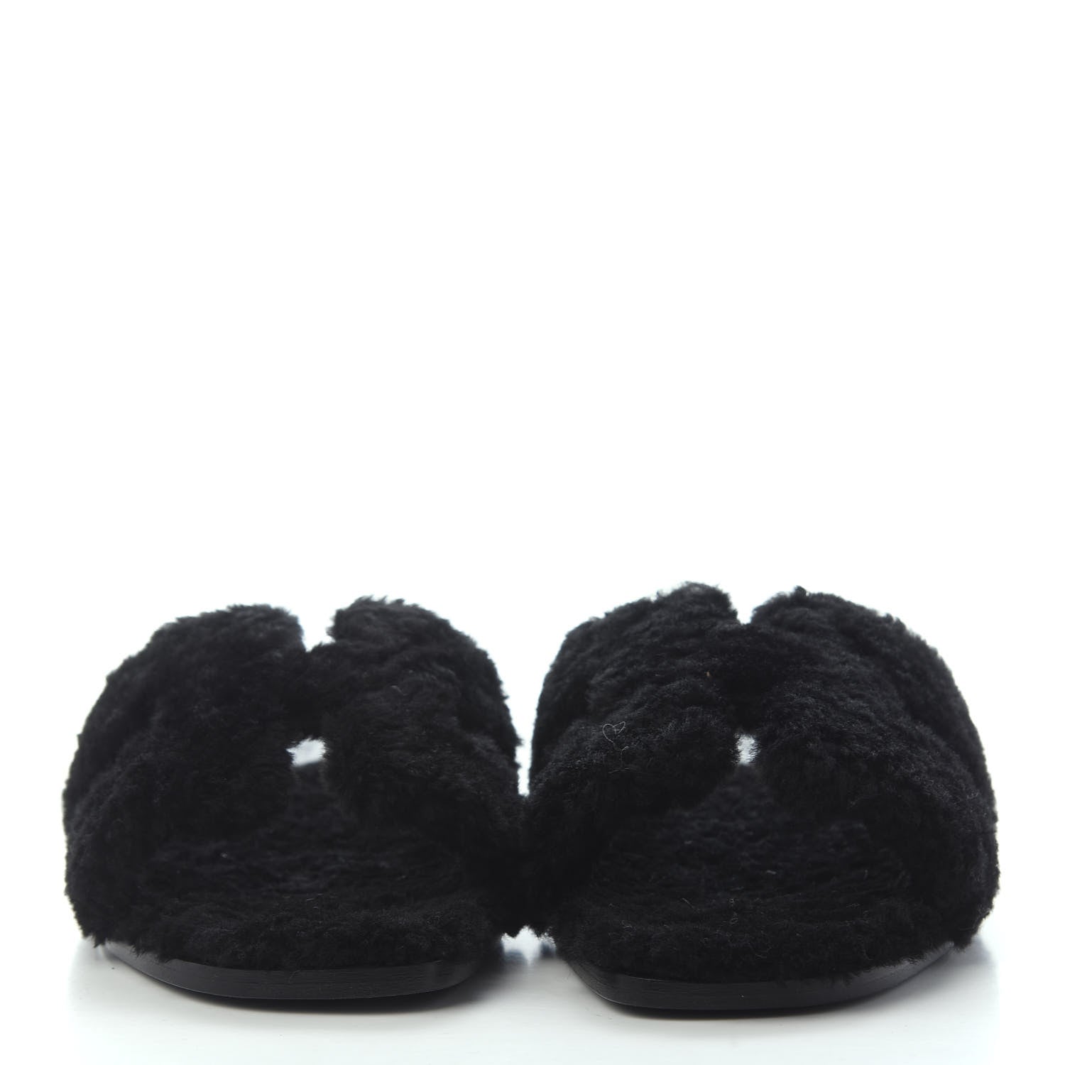 Hermes Woolskin Oran Sandals 39.5 Black 2 of 4