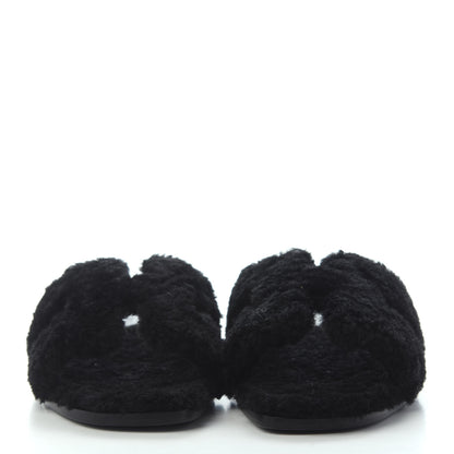 Hermes Woolskin Oran Sandals 39.5 Black 2 of 4