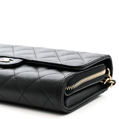 Chanel Caviar Quilted Phone Holder Wallet on Removable Chain Black 12 of 13