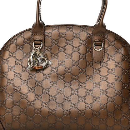 Gucci Metallic Guccissima Heart Bit Charm Dome Satchel Bronze 8 of 13