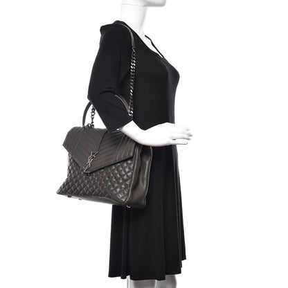 Saint Laurent Sheepskin Tri-quilt Monogram Large College Satchel Asphalt 2 of 11