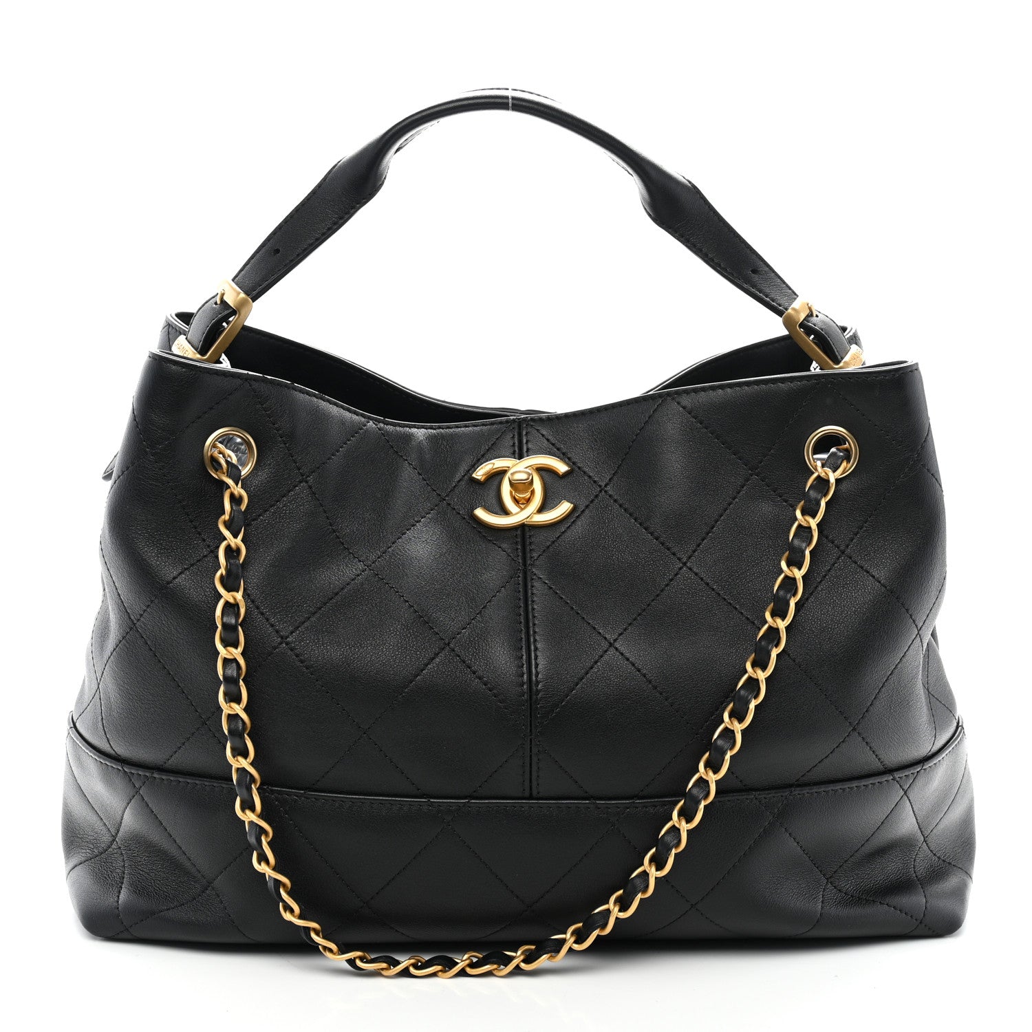 Chanel Calfskin Quilted Small Coco Base Shopping Bag Black 1 of 10