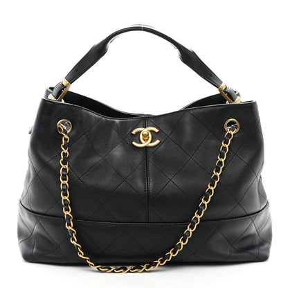 Chanel Calfskin Quilted Small Coco Base Shopping Bag Black 1 of 10