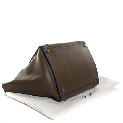 Celine Supple Calfskin Medium Phantom Luggage Khaki Cobalt Trim 4 of 7