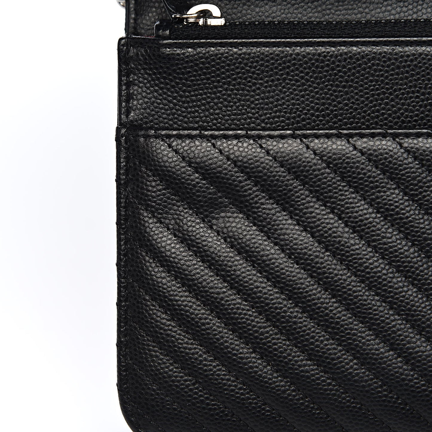 Caviar Chevron Quilted Wallet On Chain WOC Black