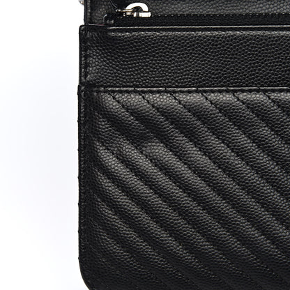 Chanel Caviar Chevron Quilted Wallet On Chain WOC Black 15 of 19