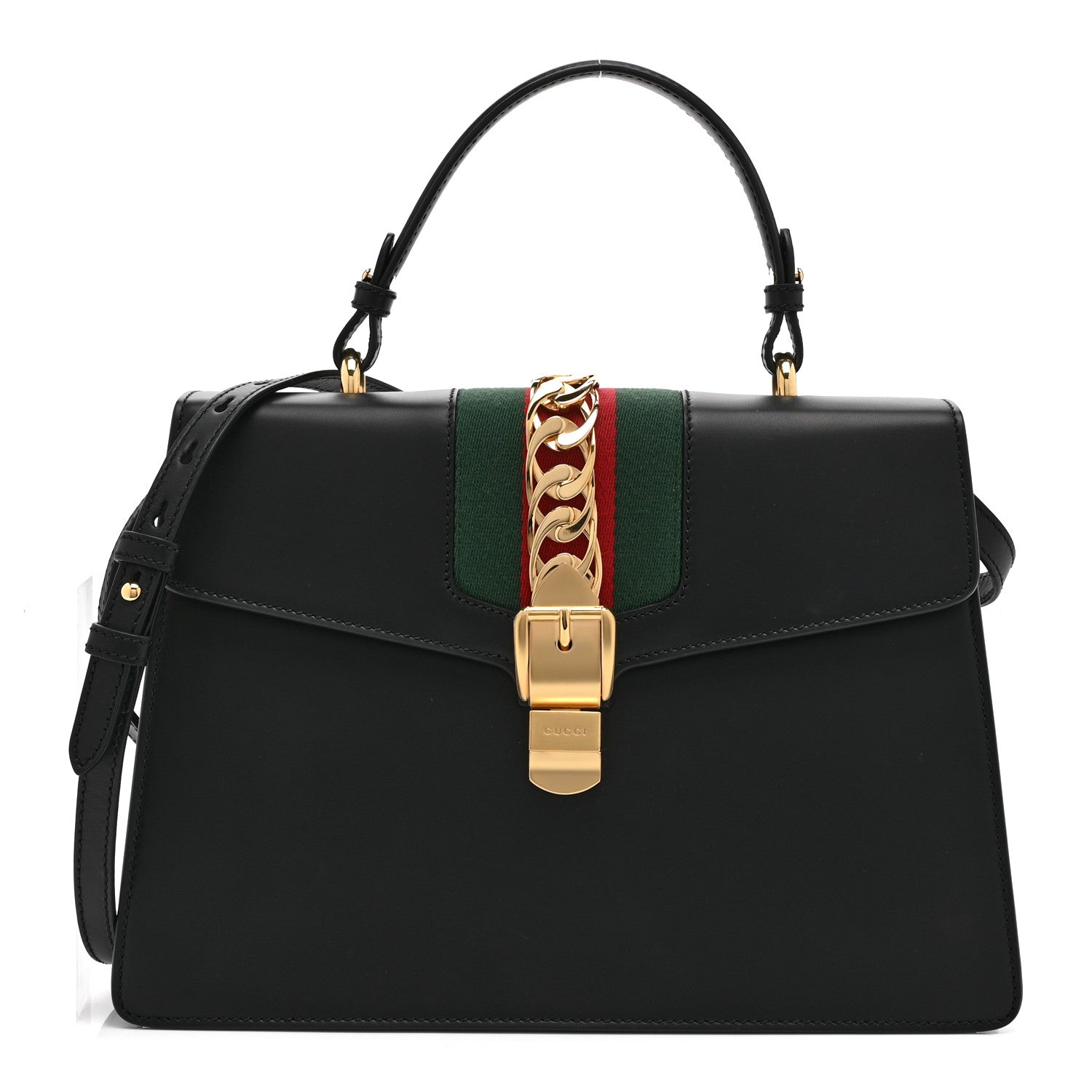Gucci Calfskin Medium Sylvie Top Handle Bag Black 1 of 11