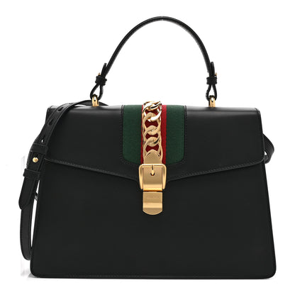Gucci Calfskin Medium Sylvie Top Handle Bag Black 1 of 11