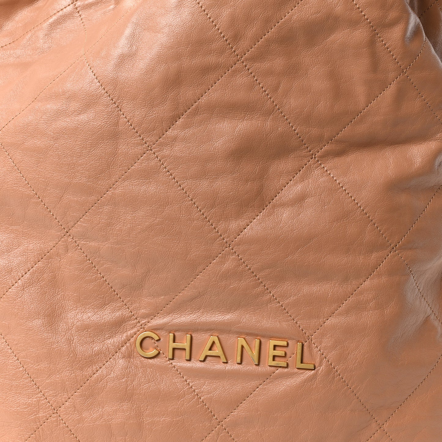 Shiny Calfskin Quilted Large Chanel 22 Brown