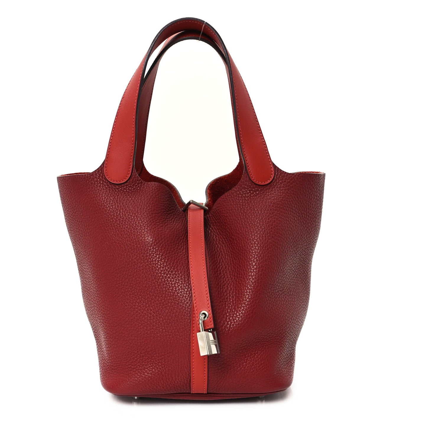 Taurillon Clemence Swift Picotin Lock 22 MM Rouge H Brique