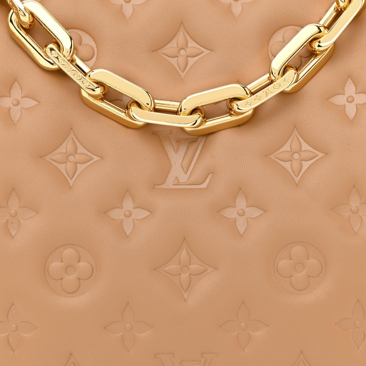 Louis Vuitton Lambskin Embossed Monogram Coussin PM Camel 9 of 11
