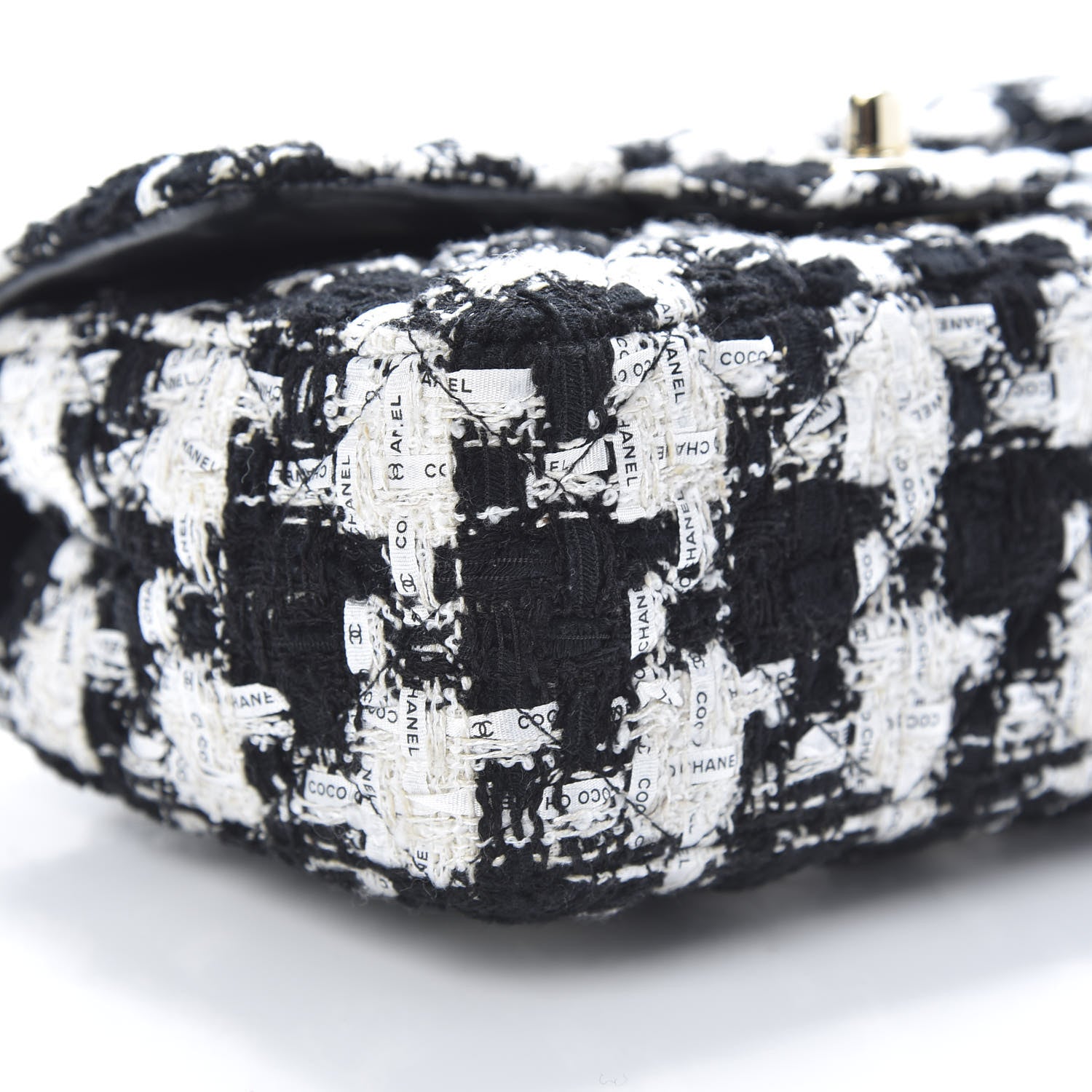 Chanel Tweed Quilted Mini Rectangular Flap Black Ecru White 8 of 12