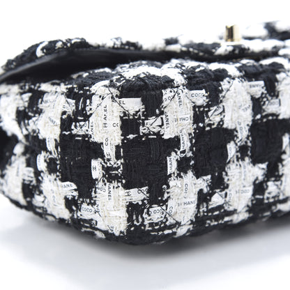 Chanel Tweed Quilted Mini Rectangular Flap Black Ecru White 8 of 12