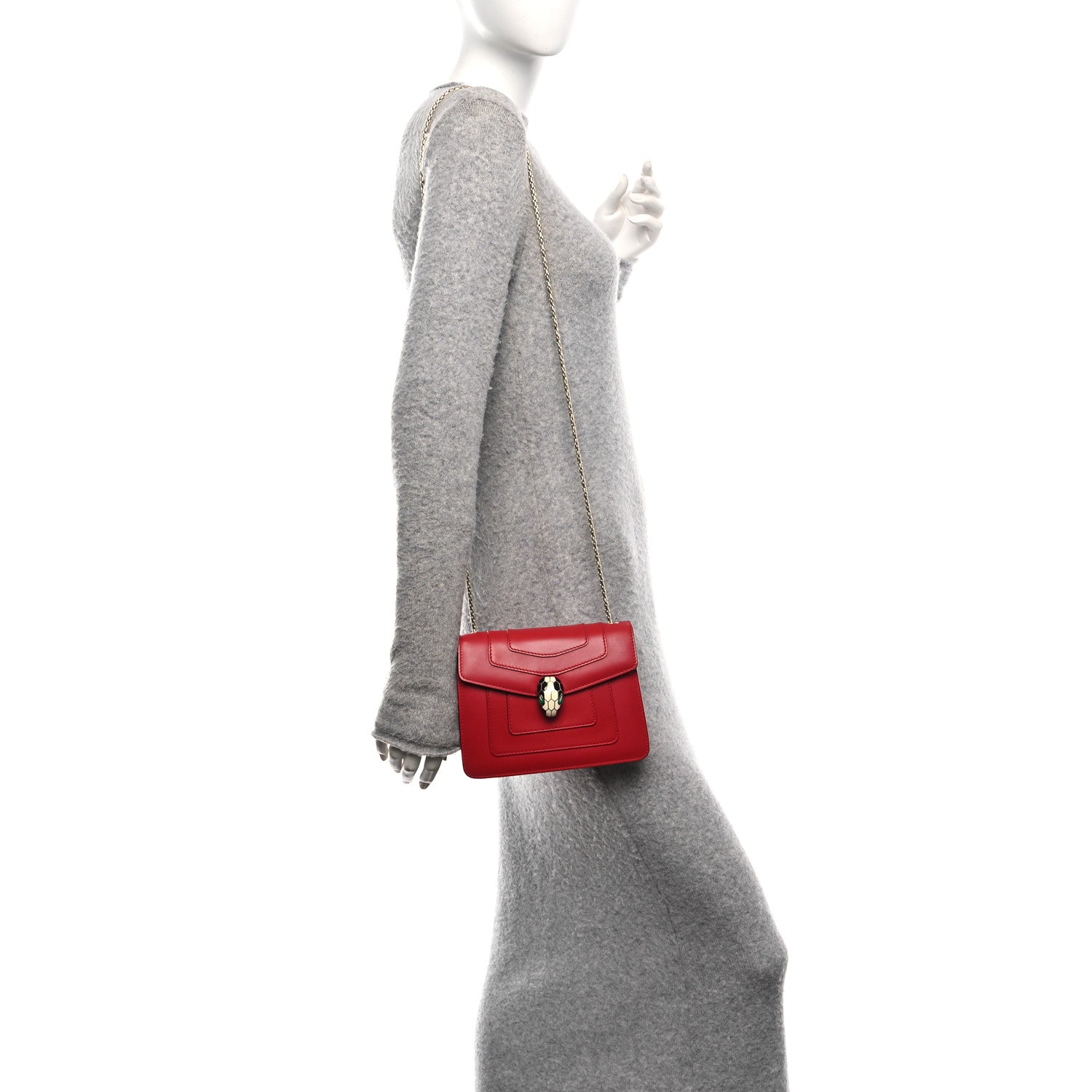 Bulgari Calfskin Small Serpenti Forever Snake Strap Crossbody Bag Red 2 of 10