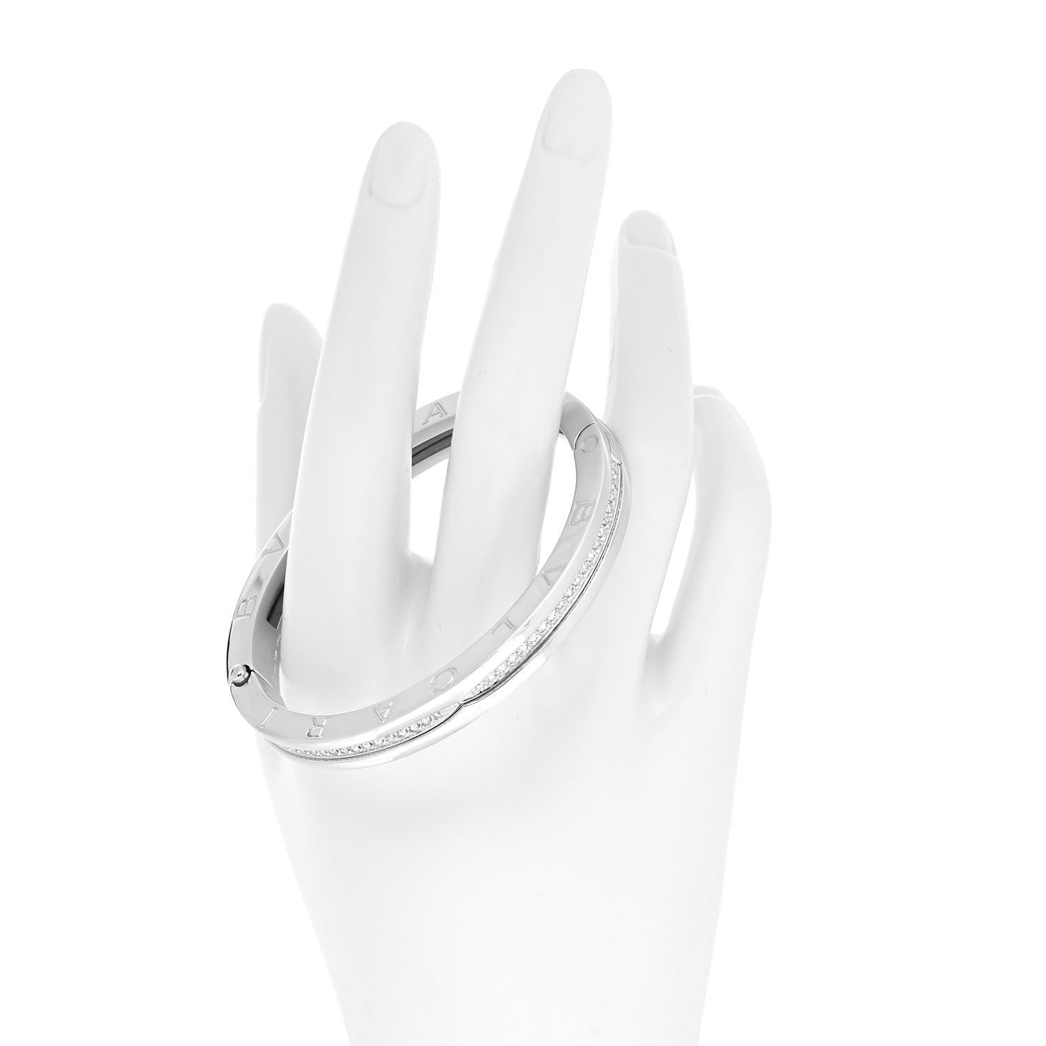 Bulgari 18K White Gold Diamond B.Zero1 Bangle Bracelet 2 of 6