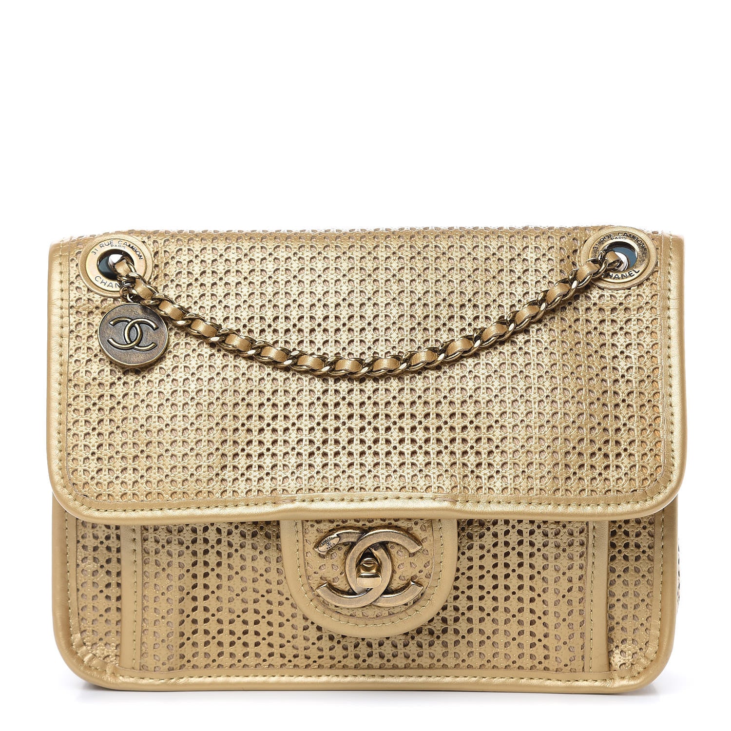 Chanel Metallic Perforated Calfskin Small Up In The Air Flap Gold 1 of 14