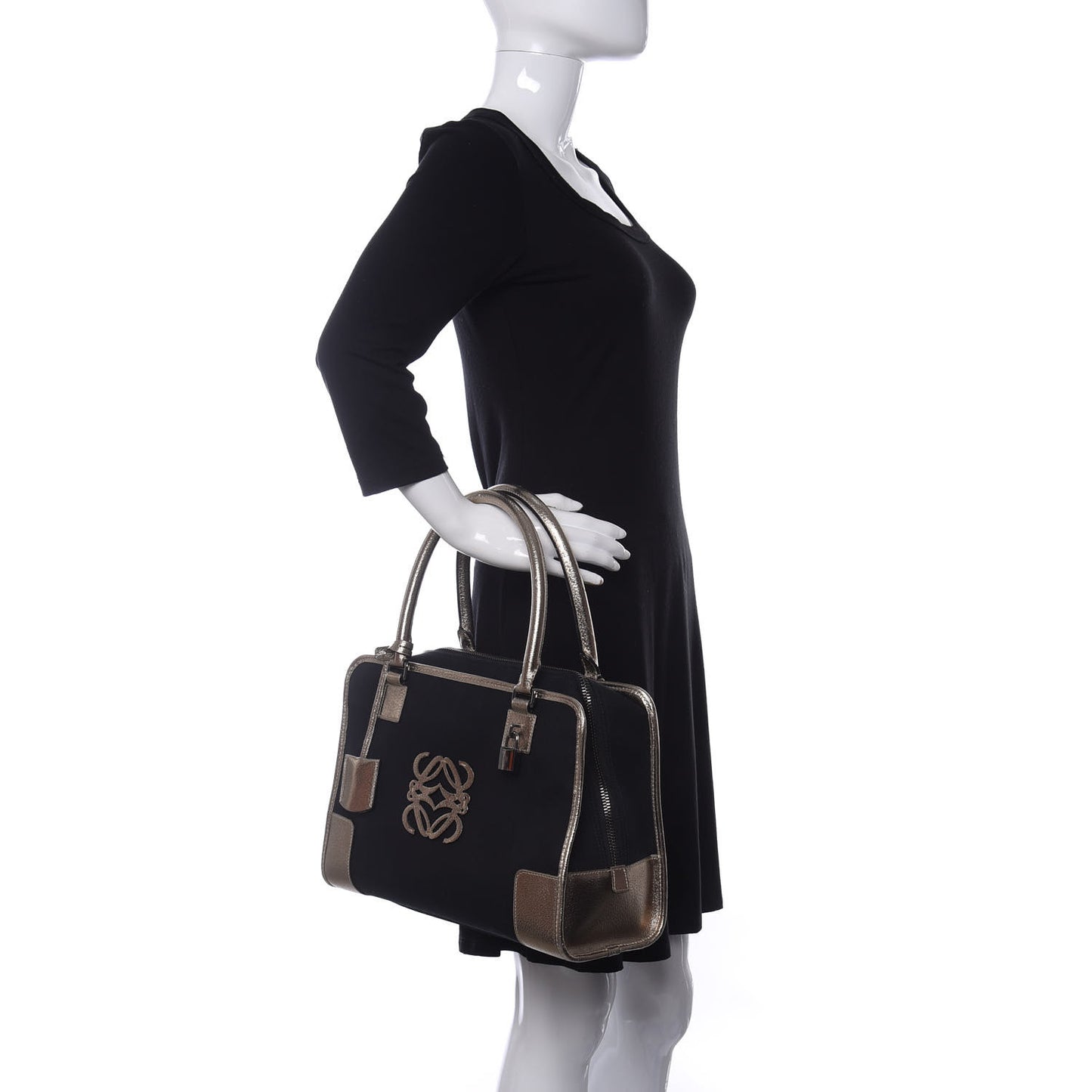 Metallic Goatskin Canvas Amazona 36 Black Silver
