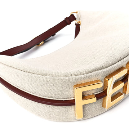 Fendi Canvas Vitello Grace Small Fendigraphy Hobo Bag Grezzo Ghianda 11 of 12
