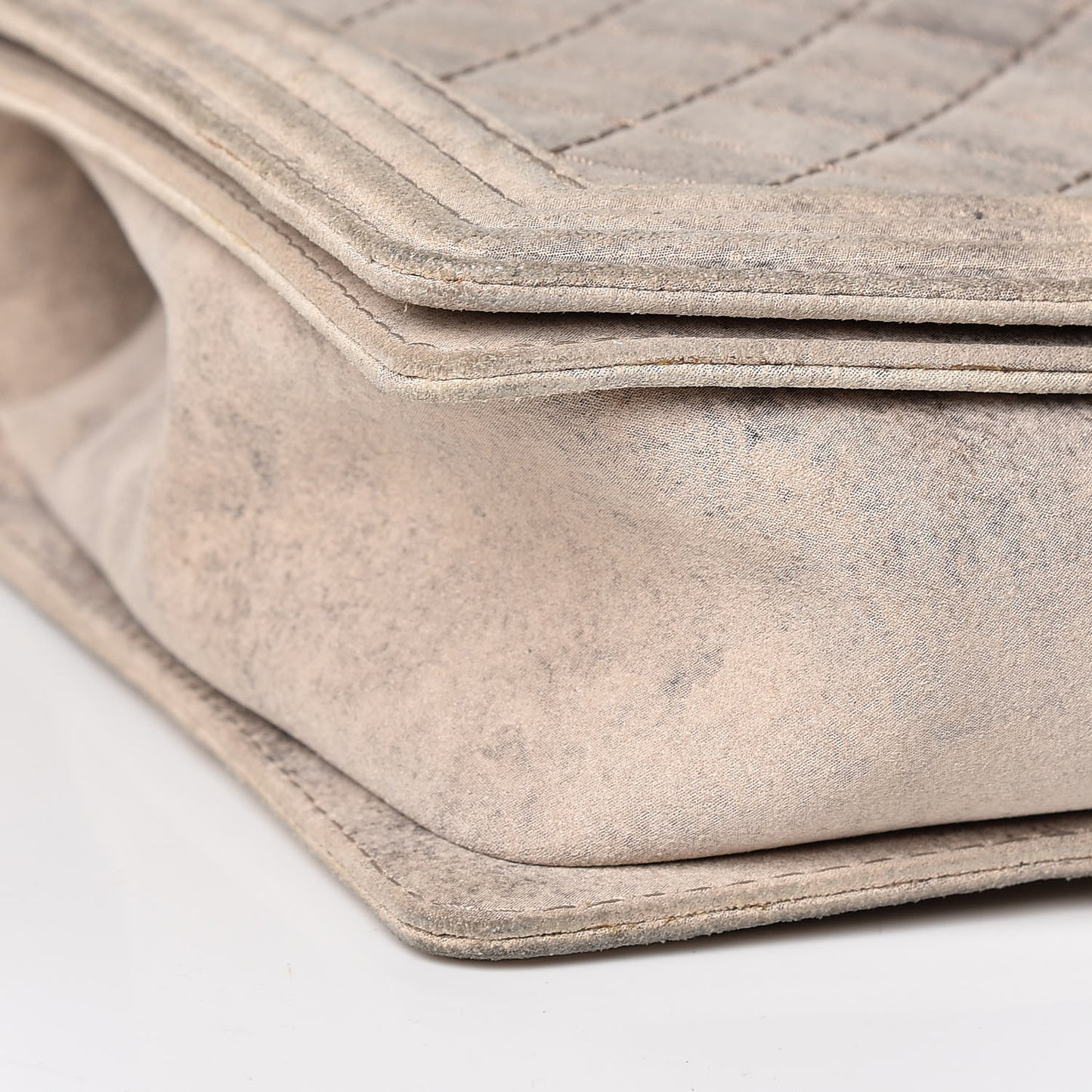 Iridescent Calfskin Quilted Large Boy Flap Beige