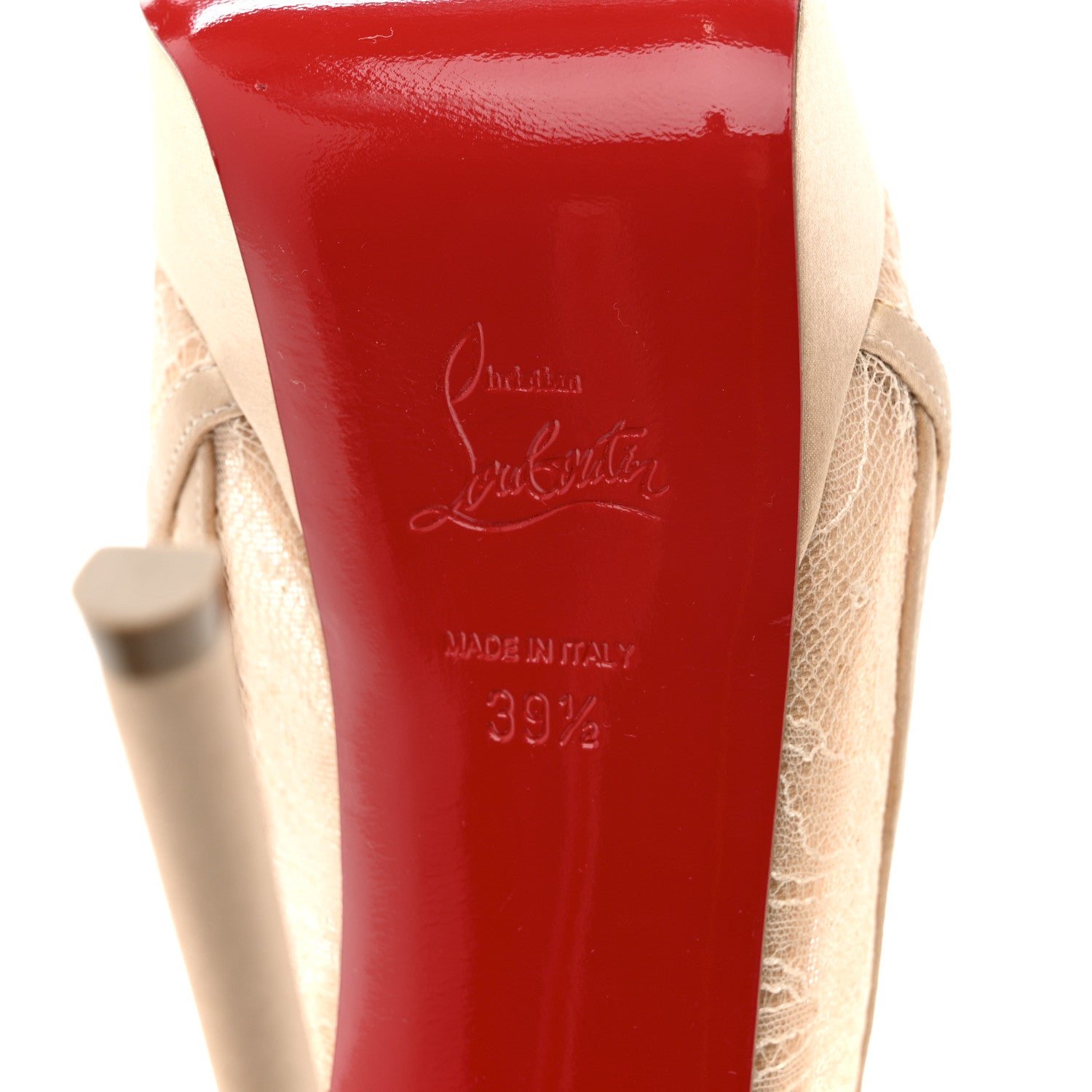 Christian Louboutin Satin Lace Chantilly Guiptik 150 Pumps 36.5