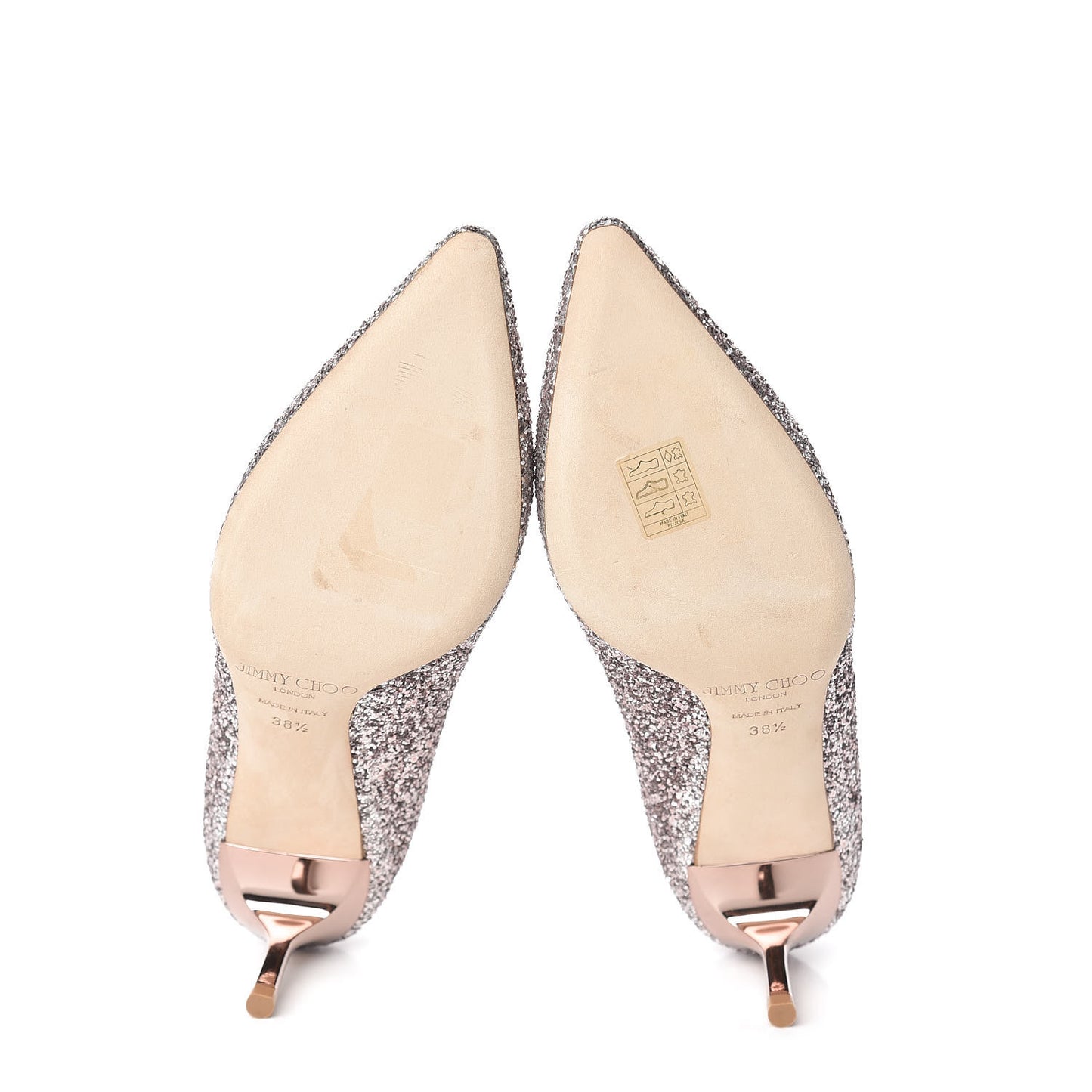 Glitter Pointy Toe Romy 60 Pumps 38.5 Tea Rose