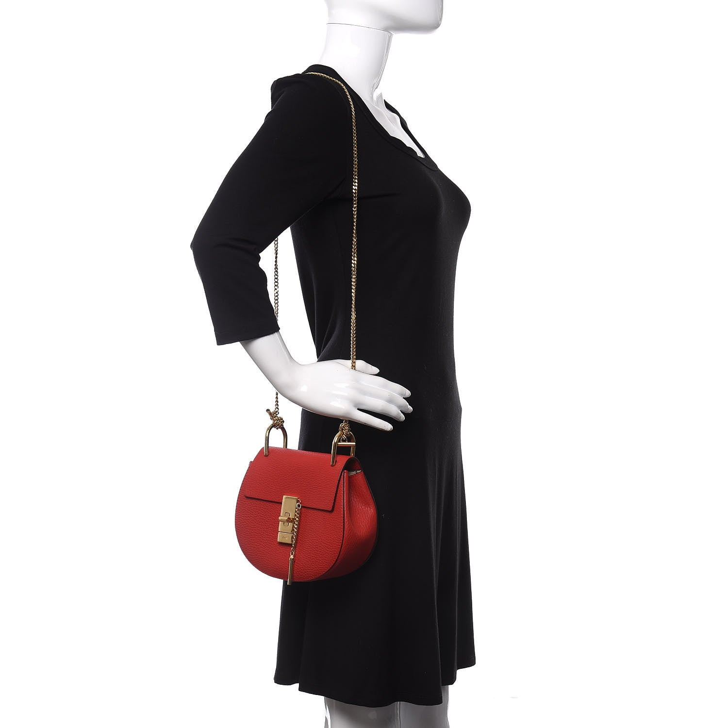 Chloe Grained Lambskin Drew Shoulder Bag Plaid Red 2 of 15