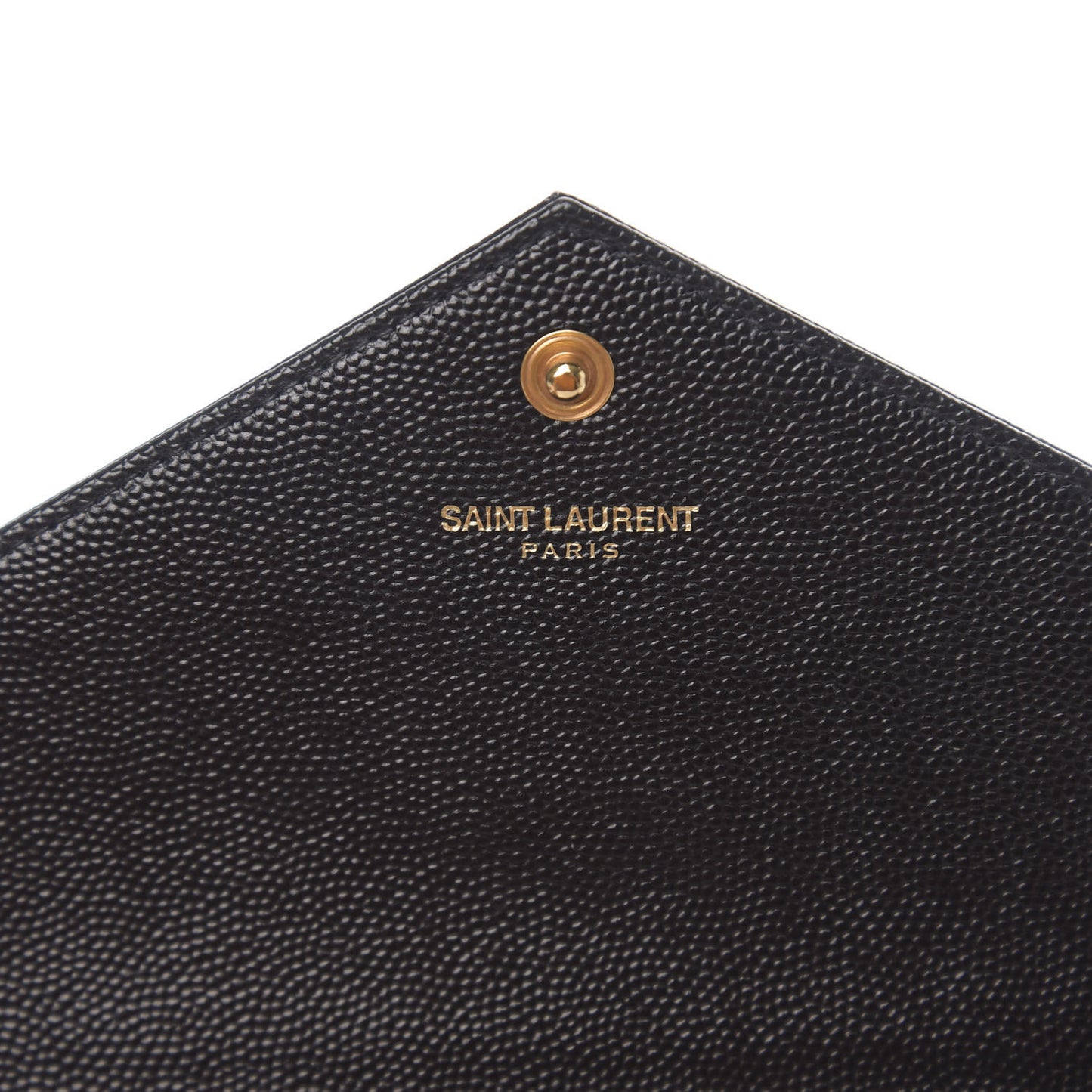 Grain De Poudre Matelasse Chevron Monogram Envelope Chain Wallet Black