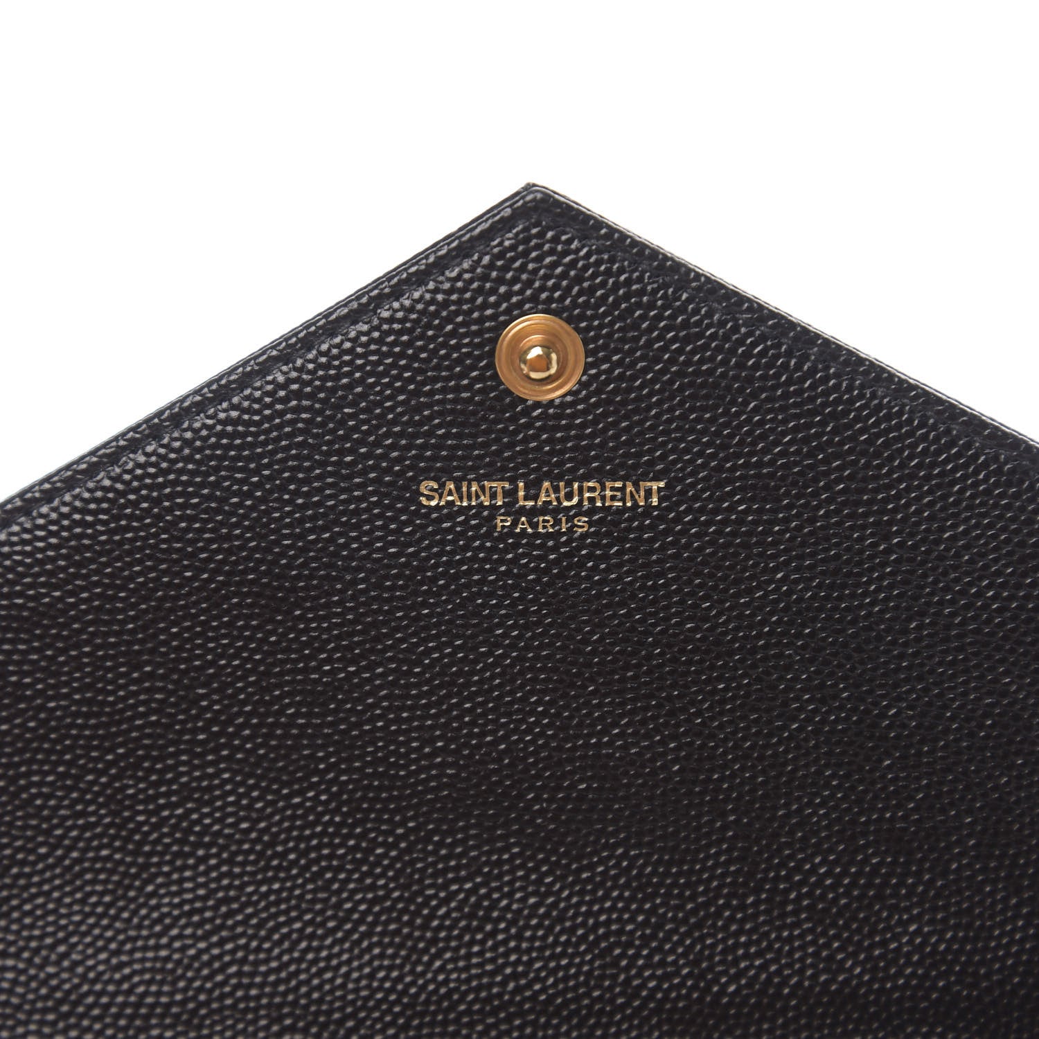 Saint Laurent Grain De Poudre Matelasse Chevron Monogram Envelope Chain Wallet Black 5 of 9