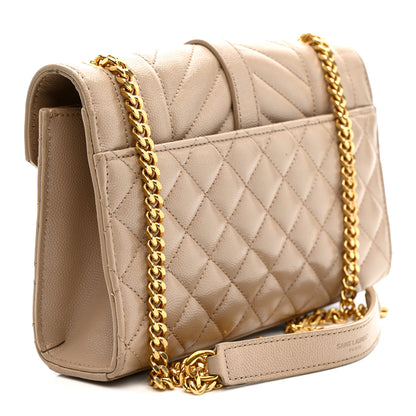 Saint Laurent Grain De Poudre Textured Mixed Matelasse Triquilt Small Monogram Satchel Dark Beige 3 of 13