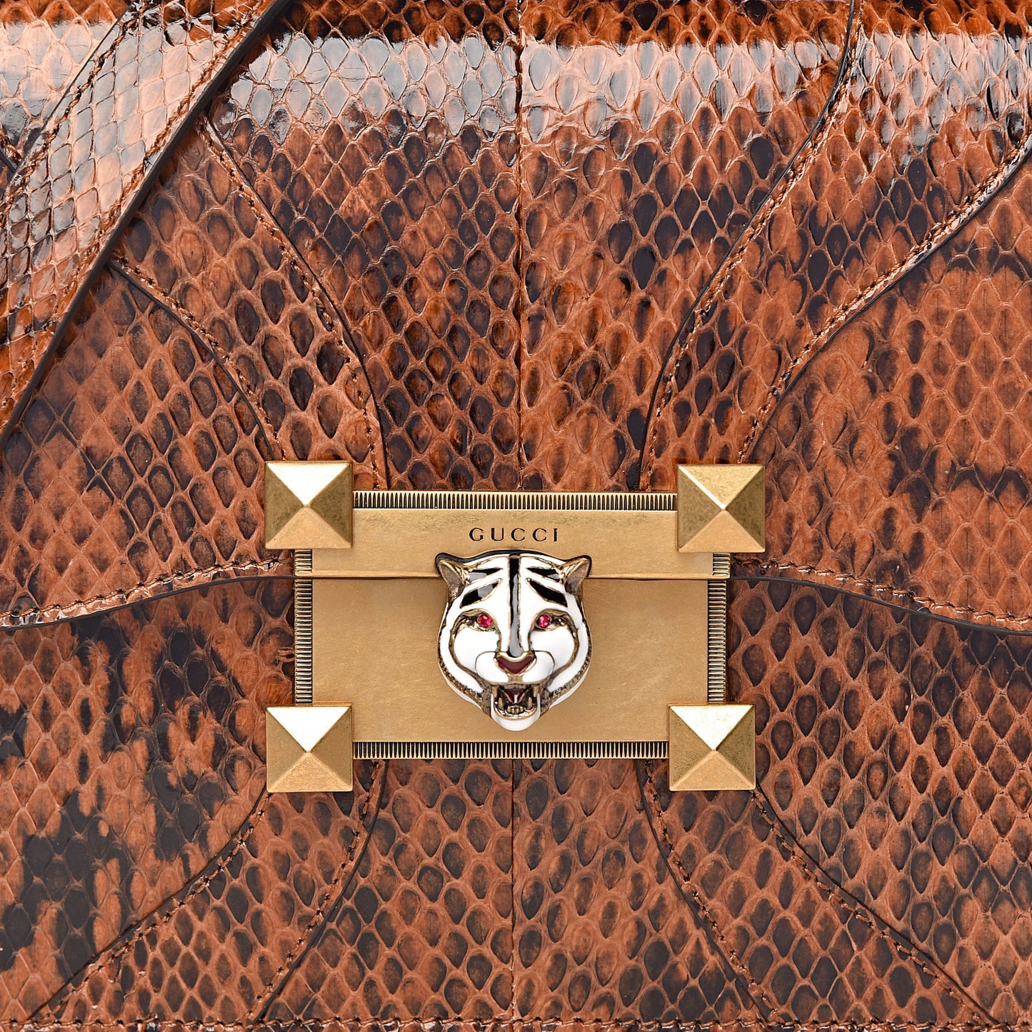 Elaphe Radiata Crystal Osiride Shoulder Bag Bright Cuir Ruby