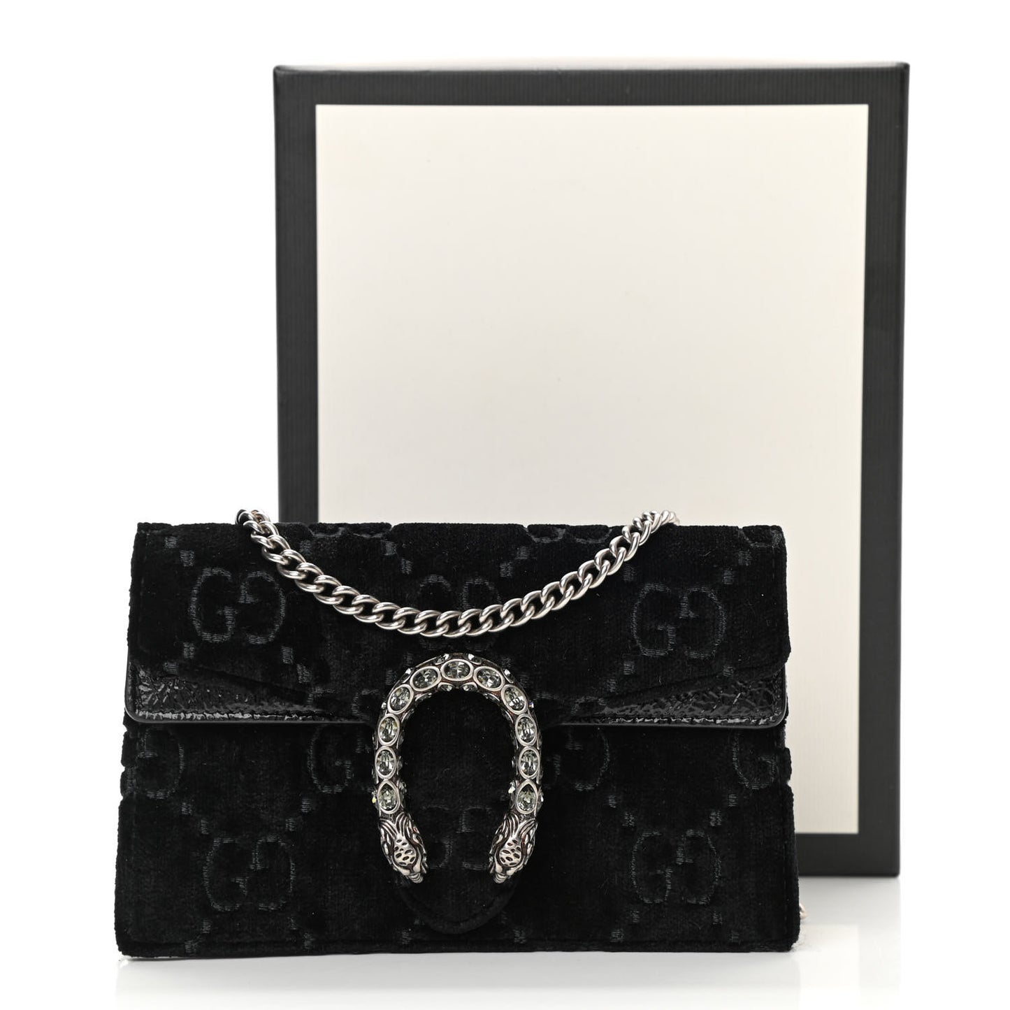 Velvet GG Monogram Super Mini Dionysus Shoulder Bag Black