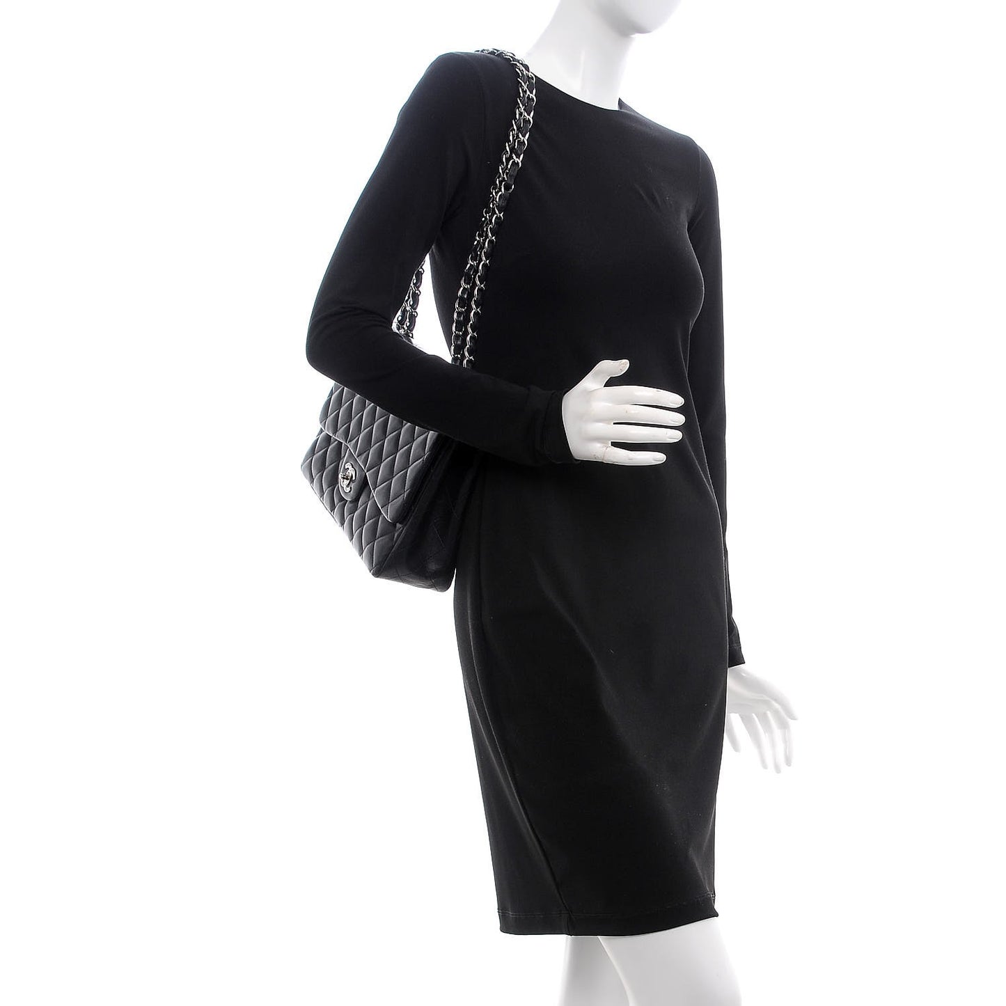 Lambskin Quilted Jumbo Single Flap Black