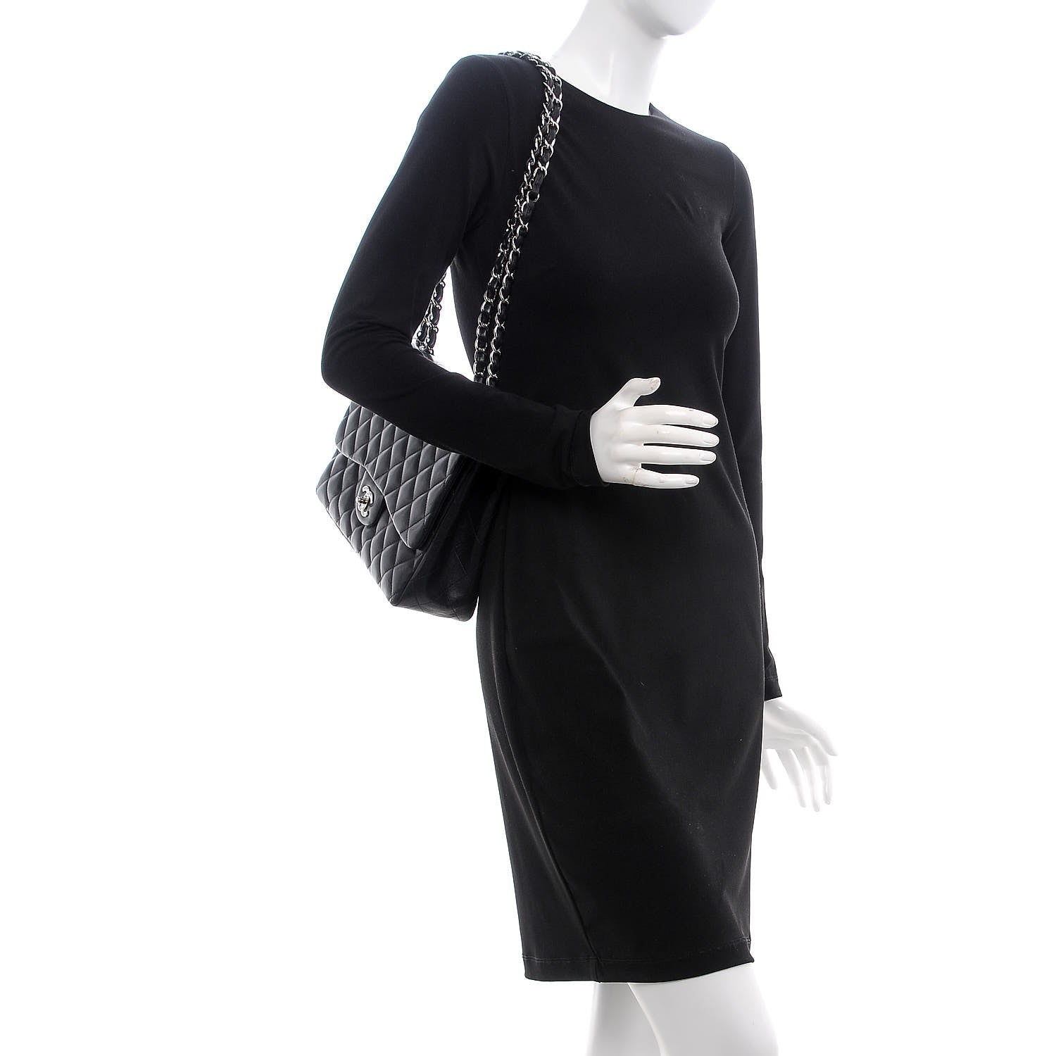 Chanel Lambskin Quilted Jumbo Single Flap Black 2 of 12