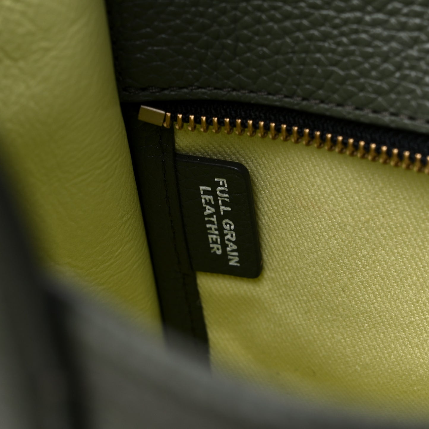 Grained Calfskin Small The Tote Bag Bronze Green