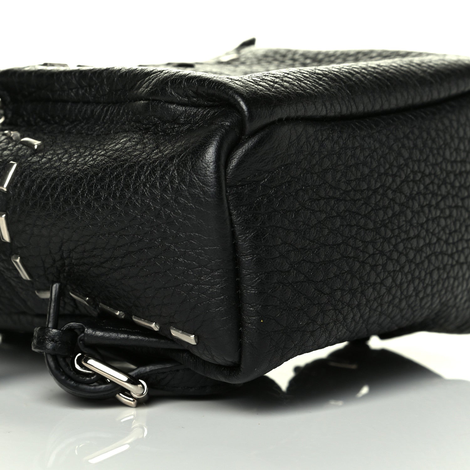 Fendi Cuoio Romano Metal Stitch Mini Backpack Charm Black 5 of 6