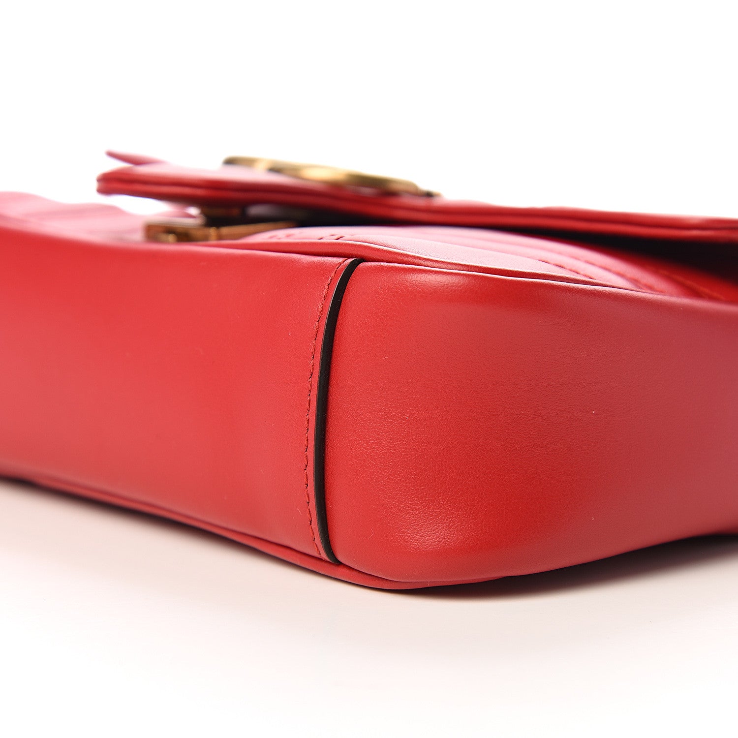 Gucci Calfskin Matelasse Mini GG Marmont Shoulder Bag Hibiscus Red 8 of 9