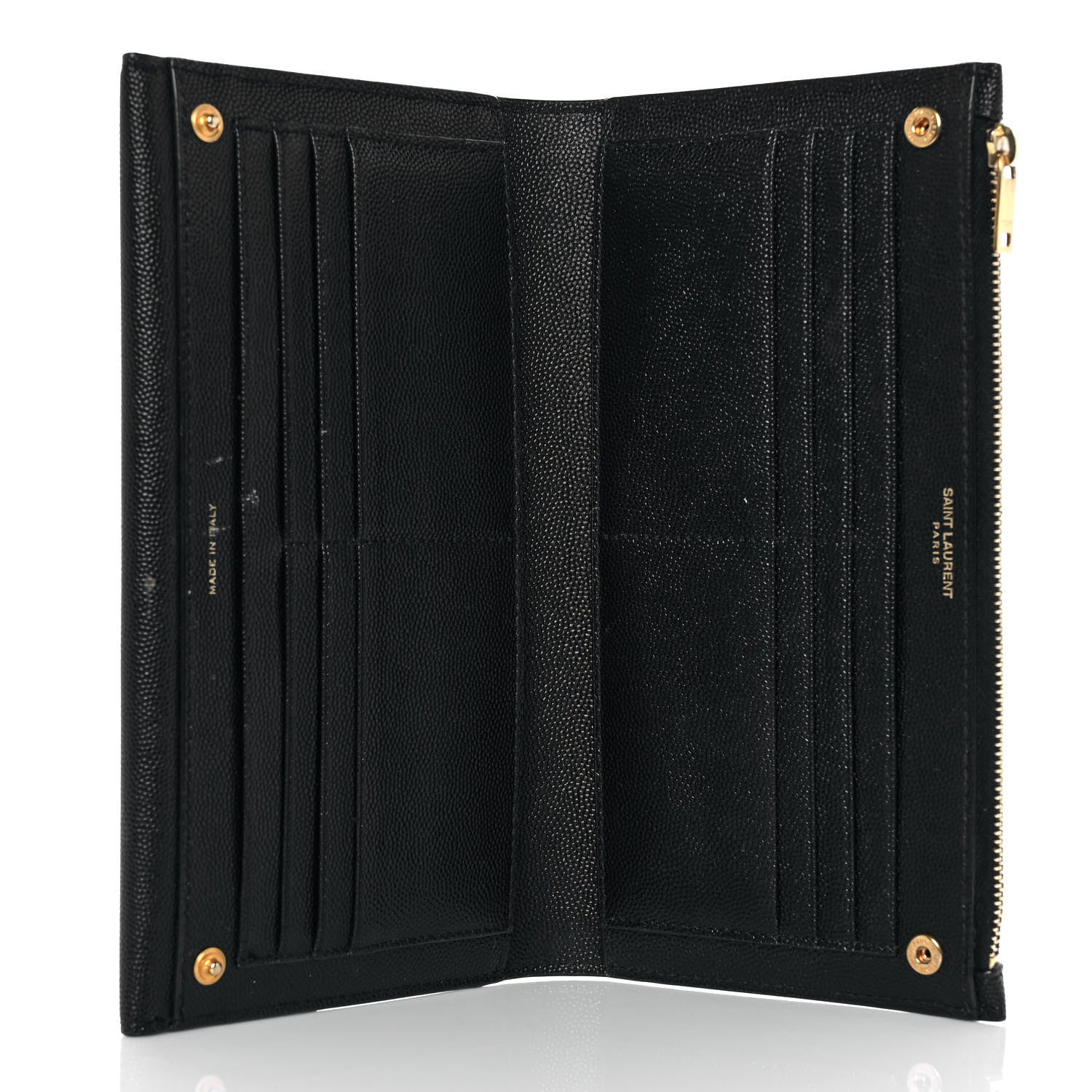Saint Laurent Grain De Poudre Embossed Monogram Uptown Large Wallet Black 5 of 10