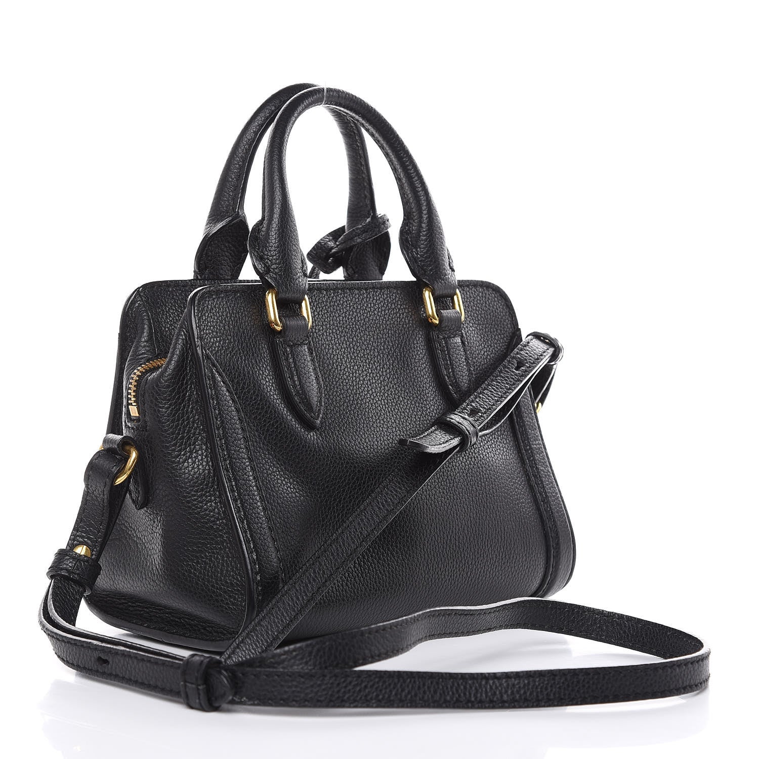Alexander McQueen Pebbled Calfskin Mini Padlock Tote Black 3 of 12