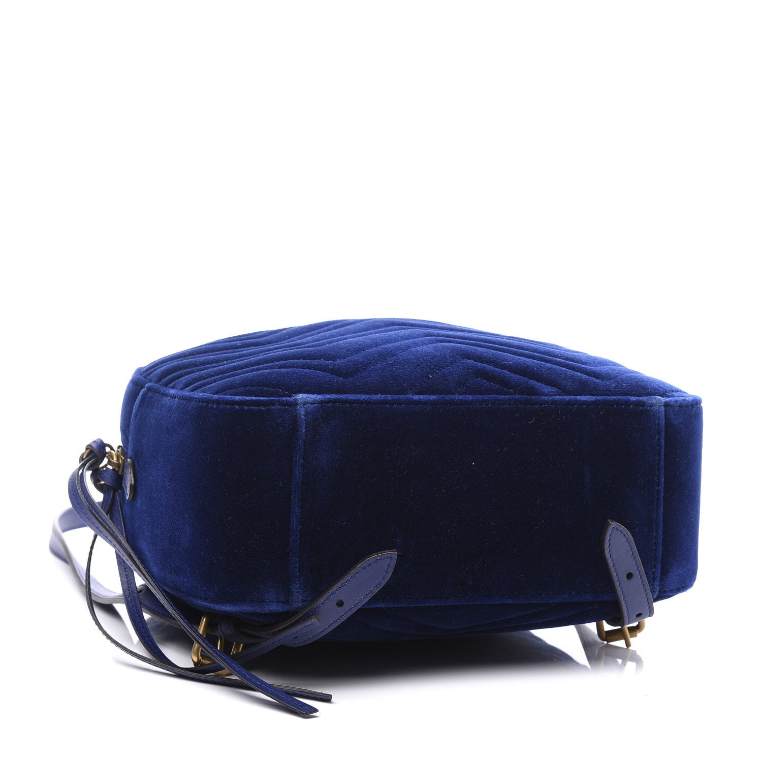 Gucci Velvet Matelasse GG Marmont Dome Backpack Cobalt Blue 3 of 10