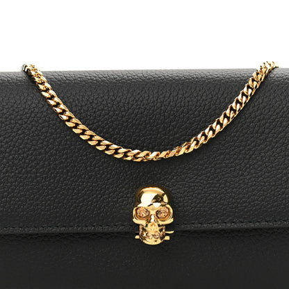 Alexander McQueen Pebbled Calfskin Skull Wallet on Chain Black 7 of 9
