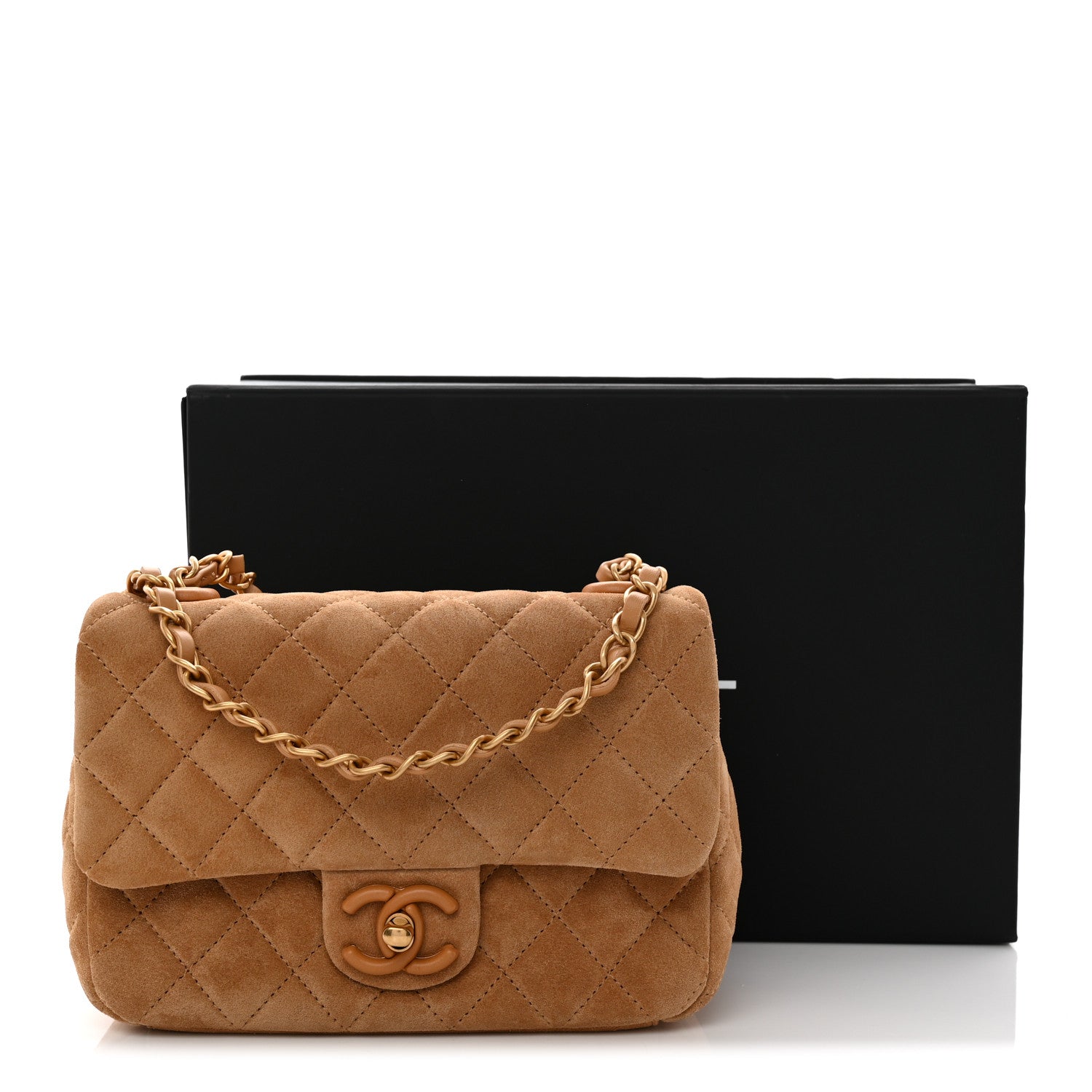 Chanel Suede Quilted Mini Flap Dark Beige 11 of 11