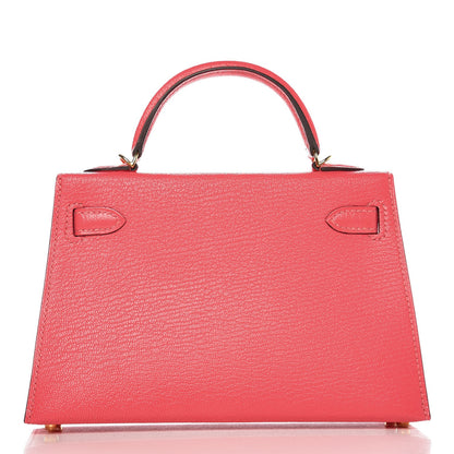 Hermes Chevre Mysore Mini Kelly Sellier 20 Rose Lipstick 4 of 29