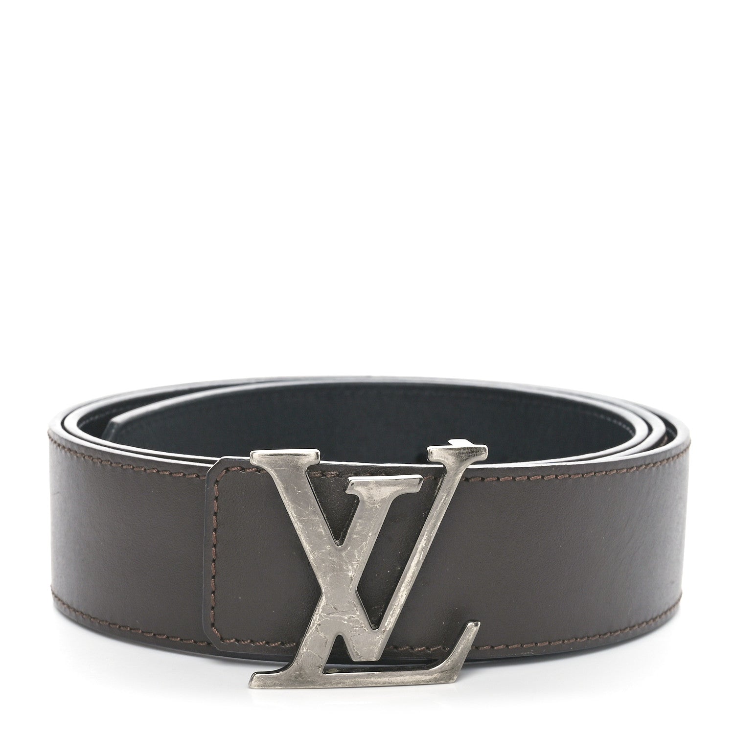 Louis Vuitton Calfskin 40mm LV Initiales Reversible Belt 110 44 Dark Brown Black 1 of 3