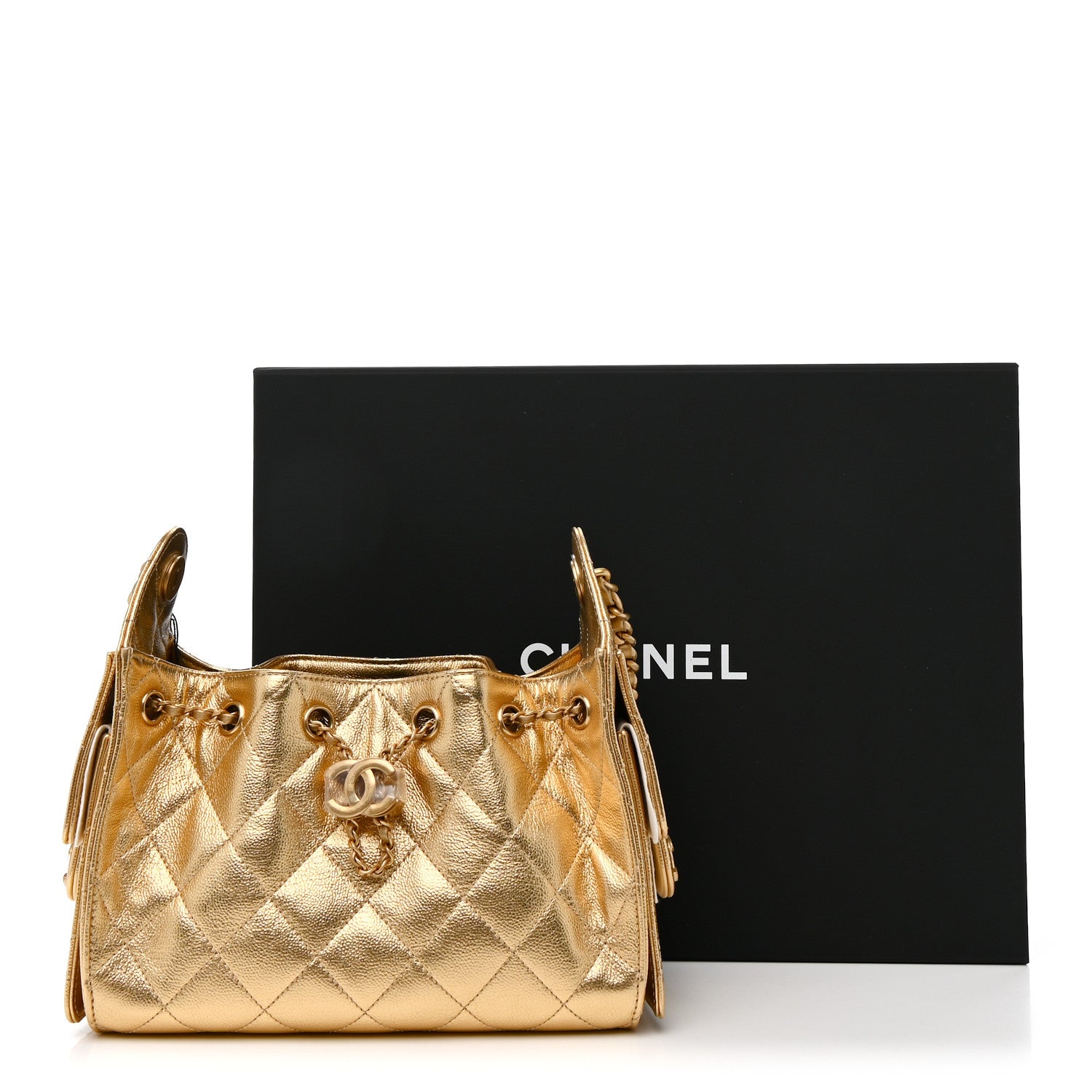 Chanel Metallic Caviar Quilted Mini Chanel 25 Handbag Gold 1787133
