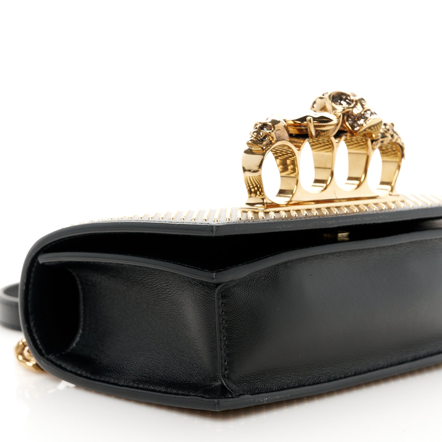 Alexander McQueen Calfskin Studded Mini Jeweled Knuckle Satchel Black 10 of 11