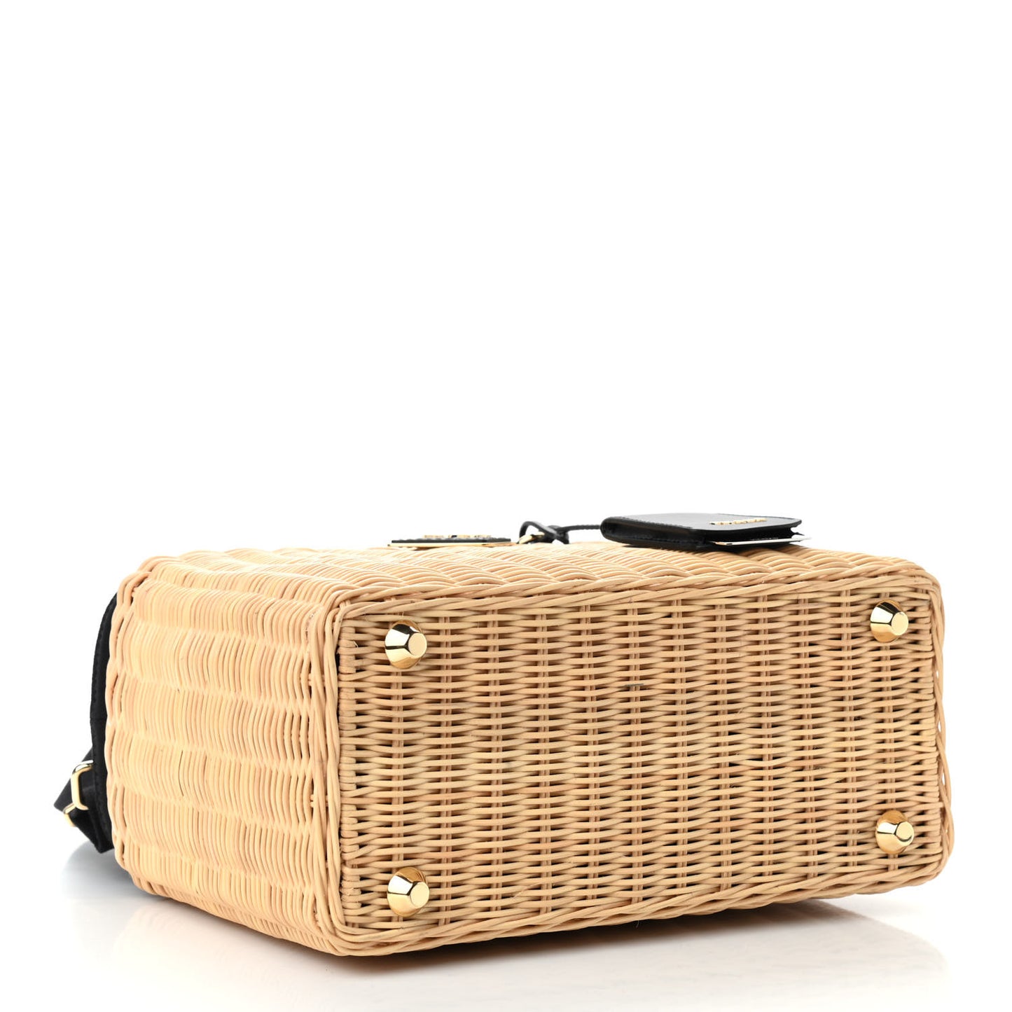 Wicker Canvas Shoulder Bag Naturale Black