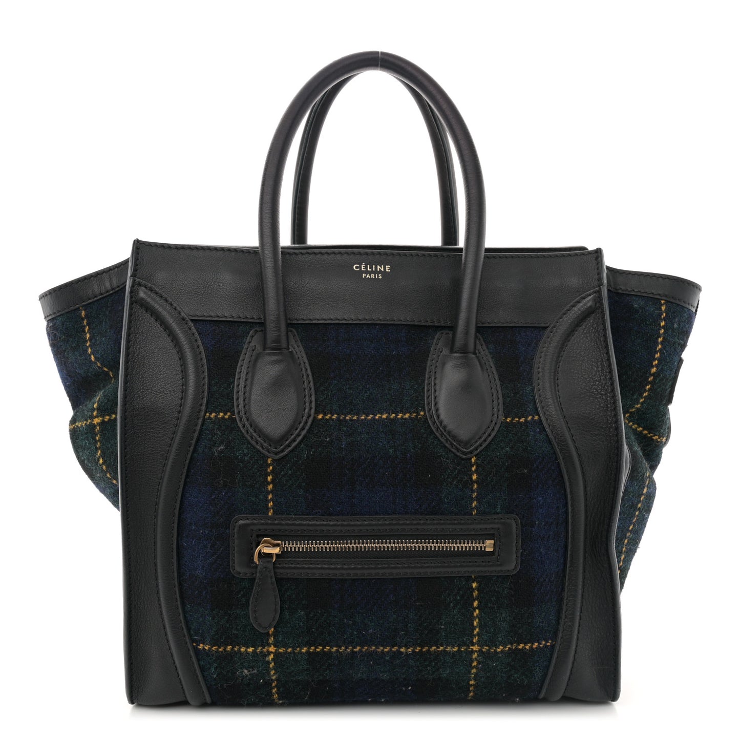 Smooth Calfskin Tweed Tartan Mini Luggage Midnight