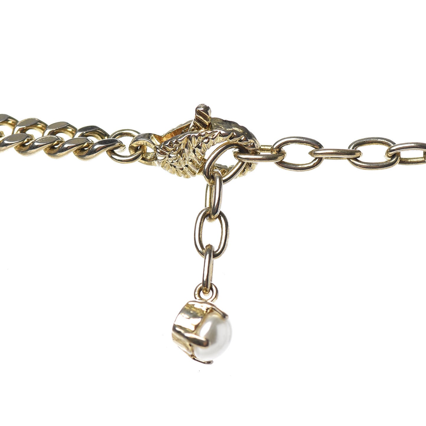 Pearl Embellished Double G Necklace Aged Gold